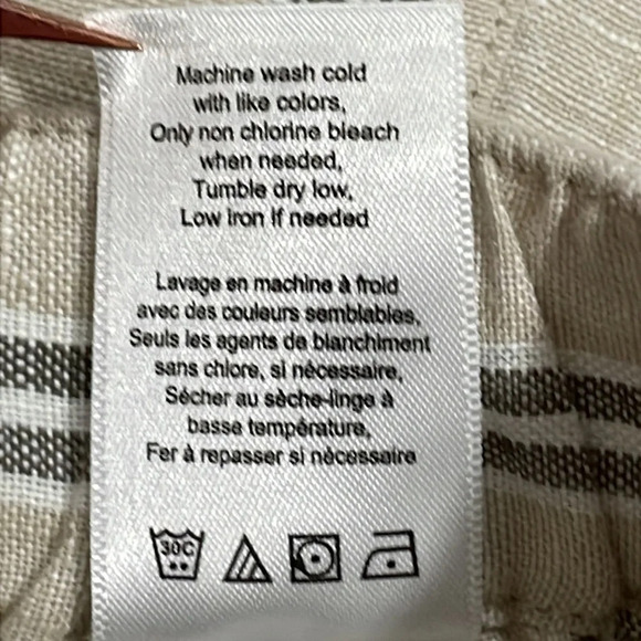 NWOT Coldwater Creek 100% Linen Pull On Wide Leg Crop Pants Striped L - Picture 15 of 15